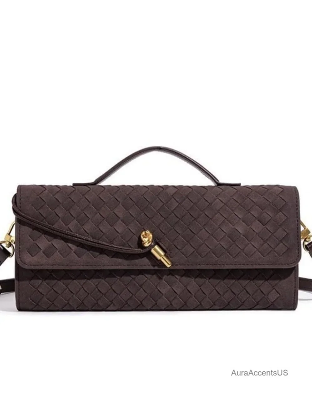 Suede Woven Clutch Purse Crossbody Satchel Shoulder Bag
